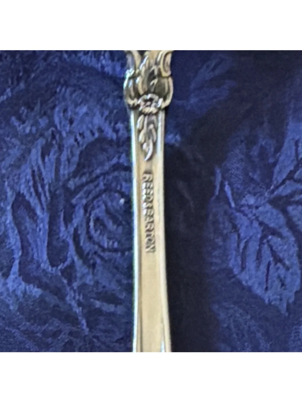Reed & Barton Silver Plated Salad Fork & Spoon Set, Floral Handle, Glossy